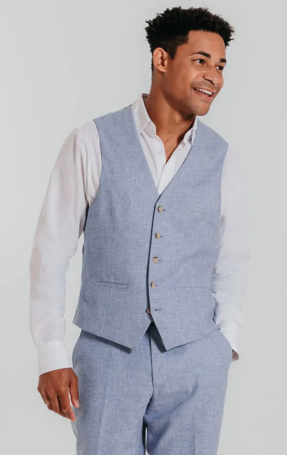 Light Blue Linen Vest Light Blue Linen Vest
