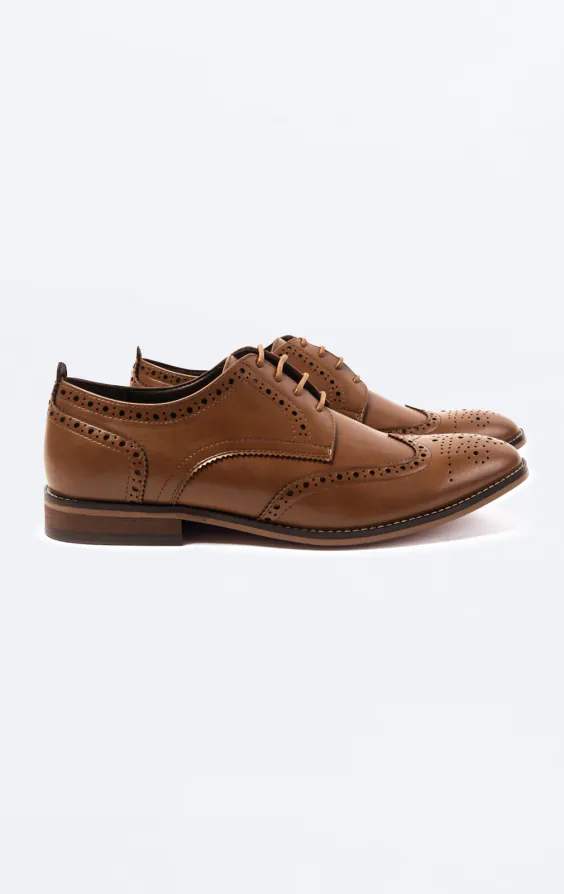 Dobell Tan Derby Brogue Shoes Dobell Tan Derby Brogue Shoes