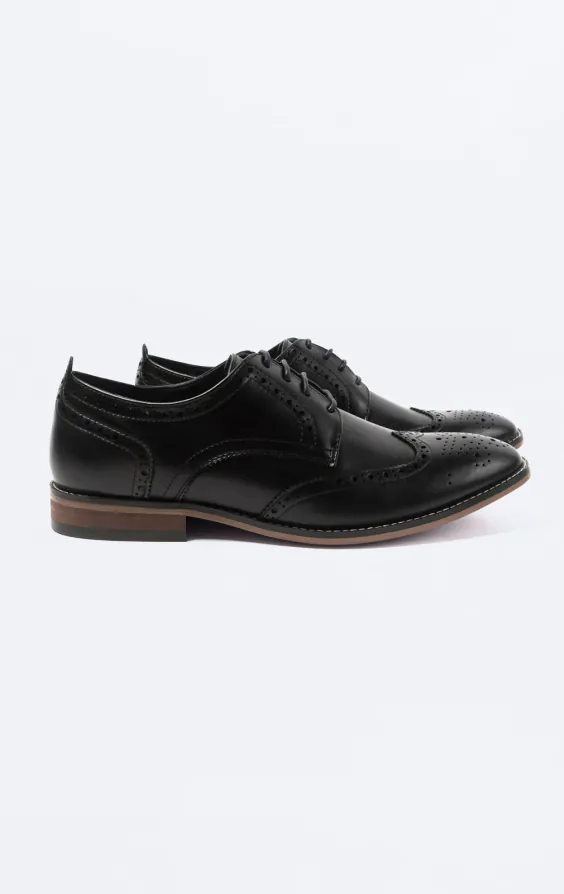 Dobell Black Derby Brogue Shoes