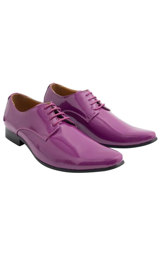 Dobell Purple Patent Contemporary Dress Shoes
