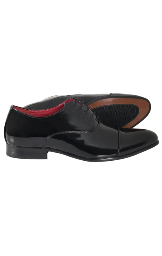 Dobell Black Patent Plain Oxford Toecap Shoes