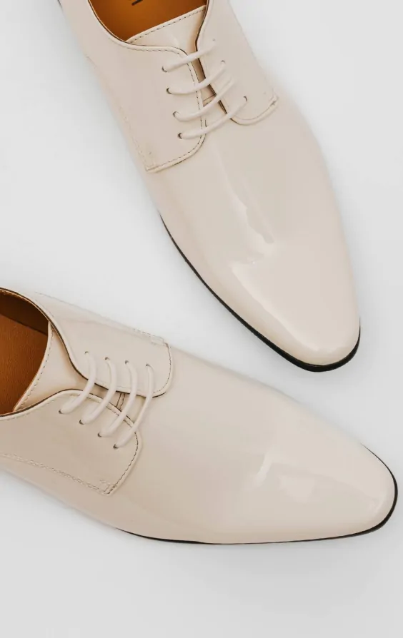 Dobell White Patent Contemporary Dress Shoes