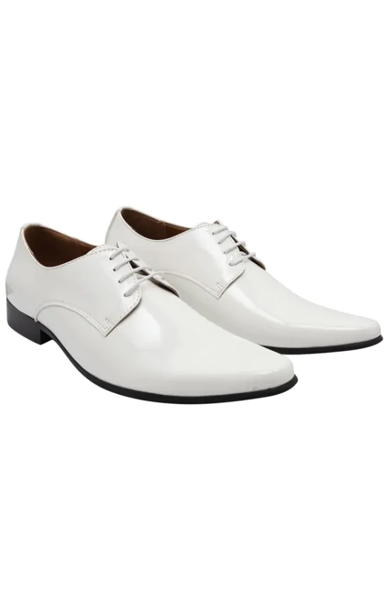 White patent leather dress shoes deals
