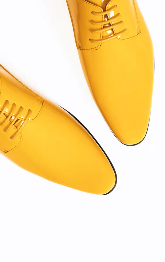 Dobell Yellow Patent Contemporary Dress Shoes Dobell