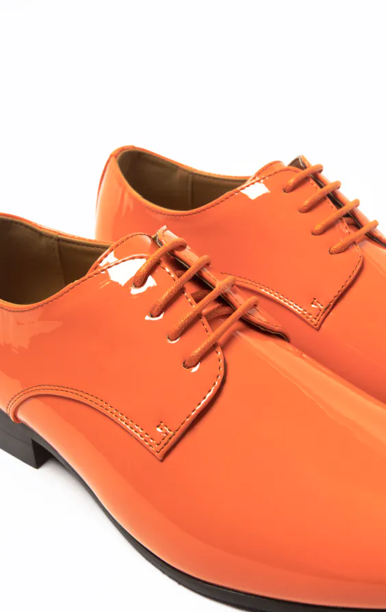 Dobell Orange Patent Contemporary Dress Shoes Dobell