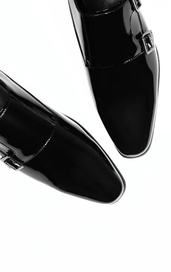 Dobell Black Patent Double Monk Dress Shoes - photo 1