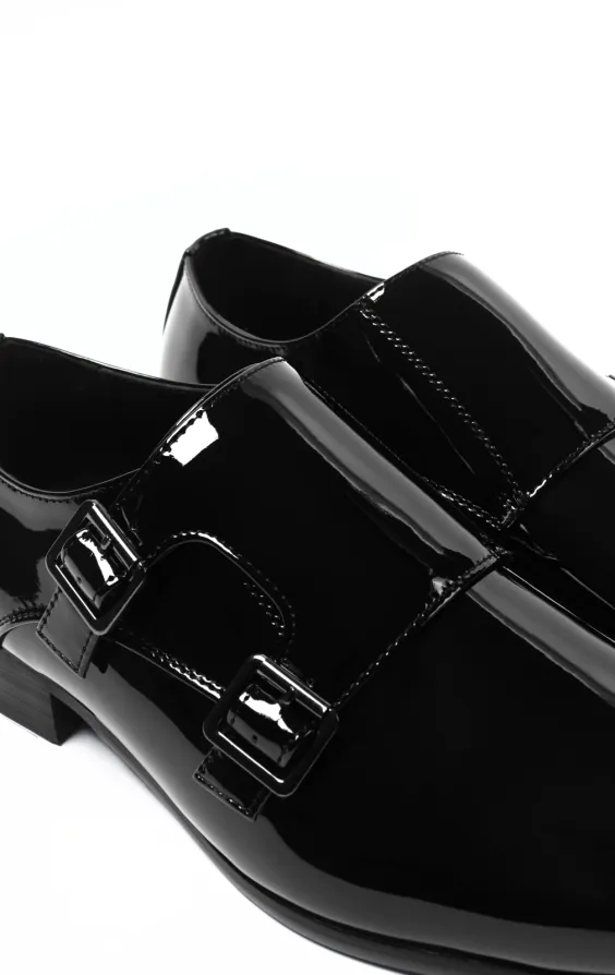 Dobell Black Patent Double Monk Dress Shoes - photo 3