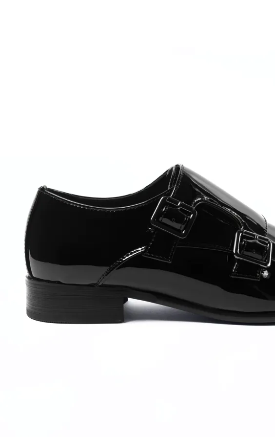 Dobell Black Patent Double Monk Dress Shoes - photo 4