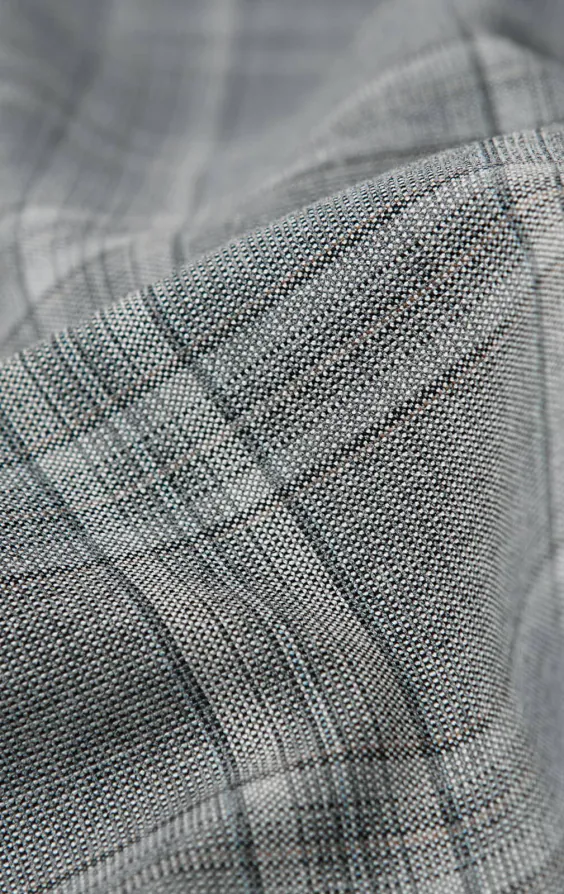 Grey with Tan Check Suit Jacket with Peak Lapel - photo 6
