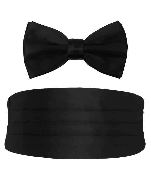 Black Cummerbund & Pre-Tied Bow Tie Set Black Cummerbund & Pre-Tied Bow Tie Set