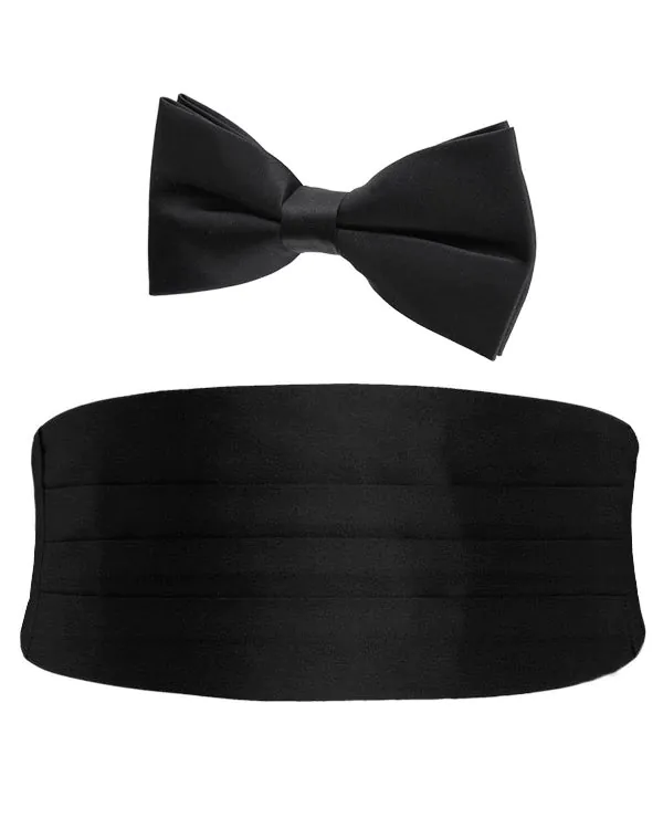 Black Cummerbund & Pre-Tied Bow Tie Set Black Cummerbund & Pre-Tied Bow Tie Set