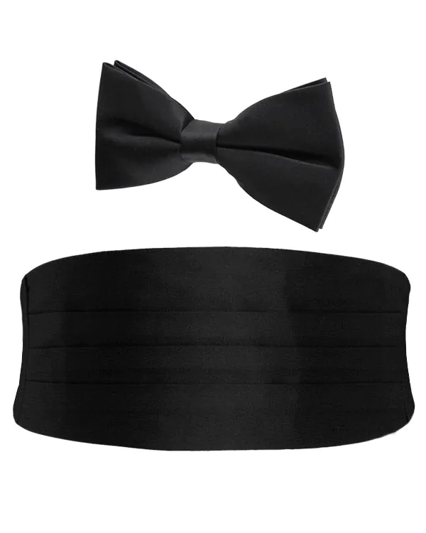 Boys Black Cummerbund & Bow Tie Set