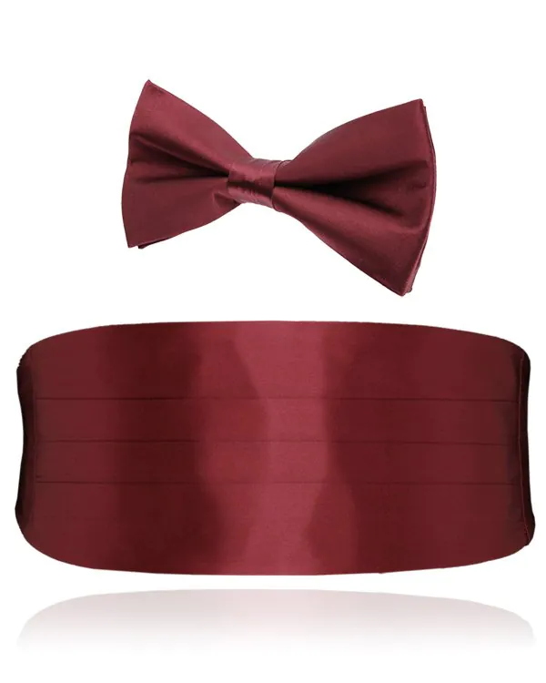 Burgundy Silk Cummerbund & Pre-Tied Bow Tie Set Burgundy Silk Cummerbund & Pre-Tied Bow Tie Set