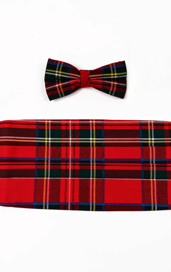 Dobell Red Tartan Cummerbund & Pre-Tied Bow Tie Set Dobell Red Tartan Cummerbund & Pre-Tied Bow Tie Set