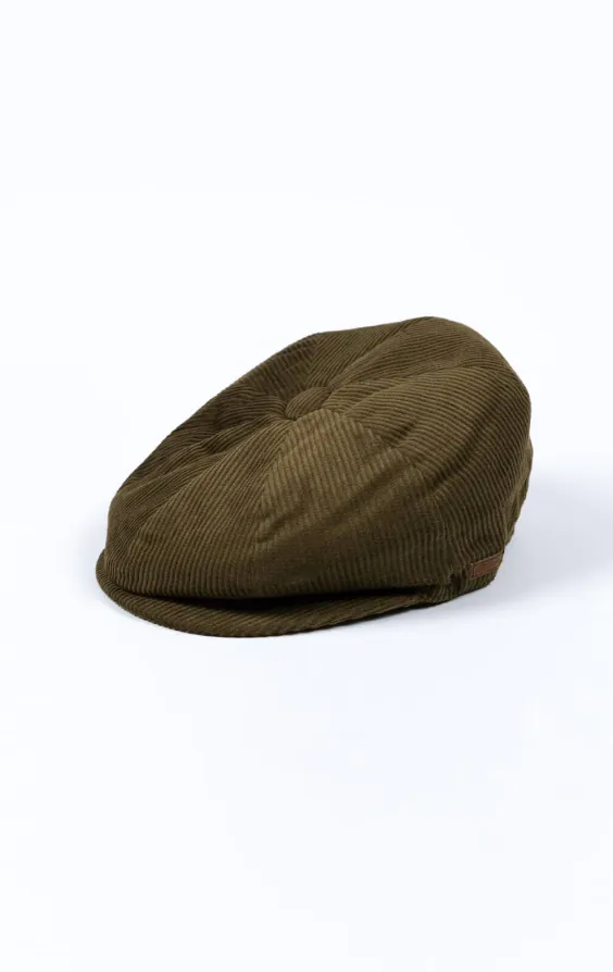 Olive Green Corduroy Newsboy Cap
