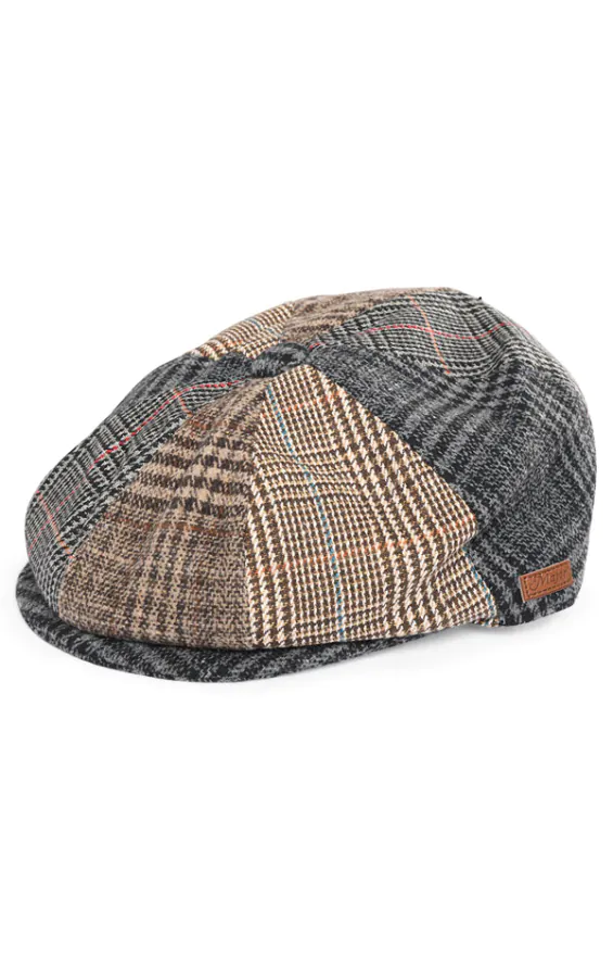 Multi Patch Tweed 8 Piece Newsboy Cap Multi Patch Tweed 8 Piece Newsboy Cap
