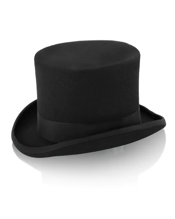 Traditional Wool Felt Black Top Hat by Christys London Dobell