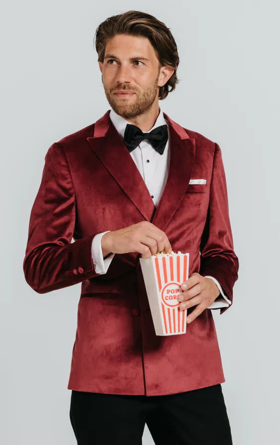 Double Breasted Burgundy Velvet Jacket - photo 1 Double Breasted Burgundy Velvet Jacket - photo 1
