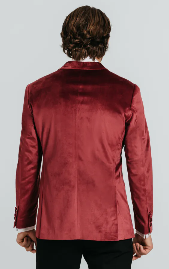 Double Breasted Burgundy Velvet Tuxedo with Black Trousers - photo 2 Double Breasted Burgundy Velvet Tuxedo with Black Trousers - photo 2
