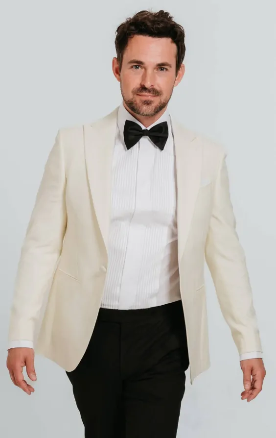 White Peak Lapel Slim Fit Tuxedo Jacket Dobell