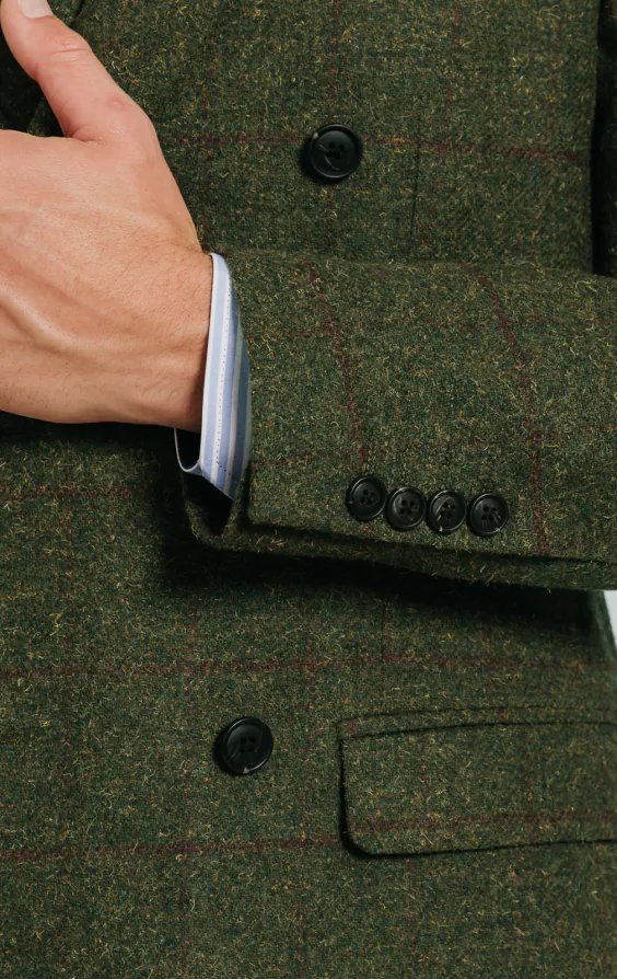 Double Breasted Green Windowpane Check Tweed Suit - photo 2 Double Breasted Green Windowpane Check Tweed Suit - photo 2