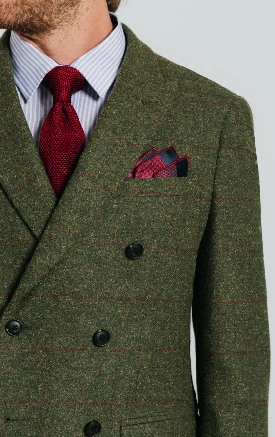 Double Breasted Green Windowpane Check Tweed Suit - photo 3 Double Breasted Green Windowpane Check Tweed Suit - photo 3
