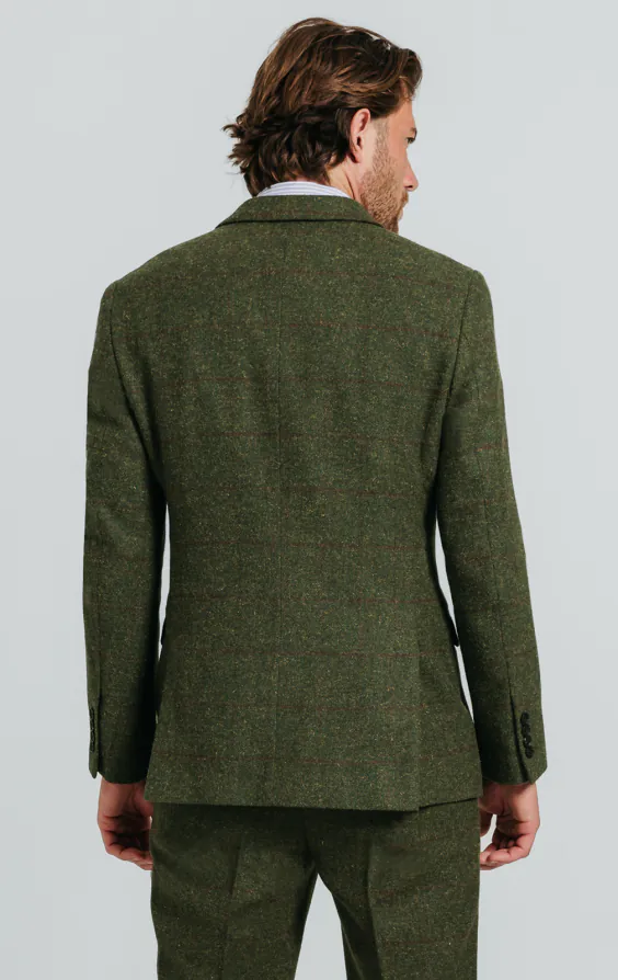 Double Breasted Green Windowpane Check Tweed 3 Piece Suit - photo 5 Double Breasted Green Windowpane Check Tweed 3 Piece Suit - photo 5