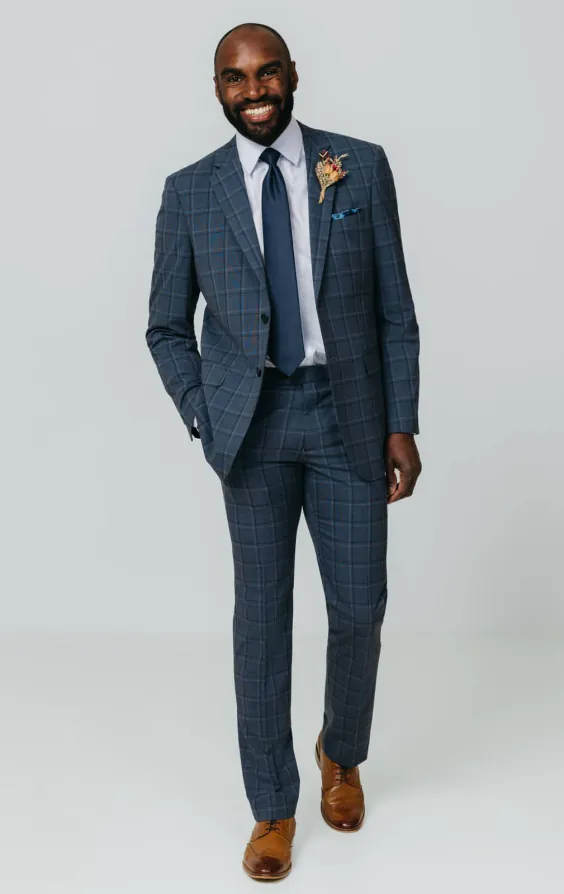 Blue Bold Windowpane Check Suit Jacket - photo 1 Blue Bold Windowpane Check Suit Jacket - photo 1