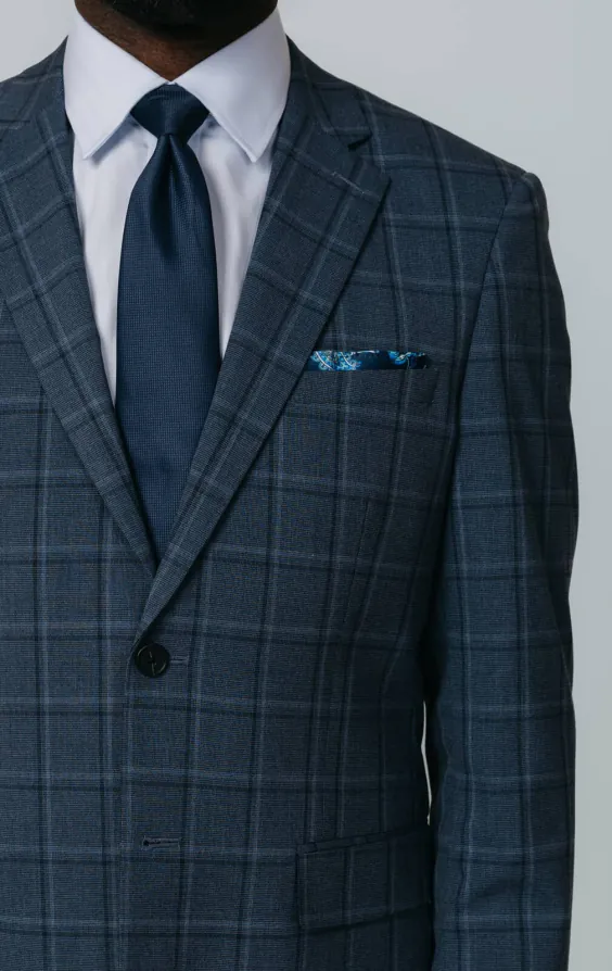 Blue Bold Windowpane Check Suit Jacket - photo 3 Blue Bold Windowpane Check Suit Jacket - photo 3