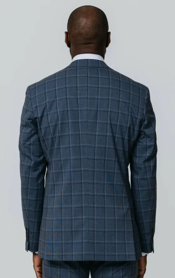 Blue Bold Windowpane Check Suit Jacket - photo 5 Blue Bold Windowpane Check Suit Jacket - photo 5