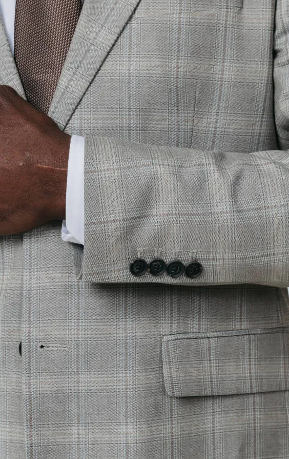 Taupe Check Suit with Peak Lapel - photo 2 Taupe Check Suit with Peak Lapel - photo 2
