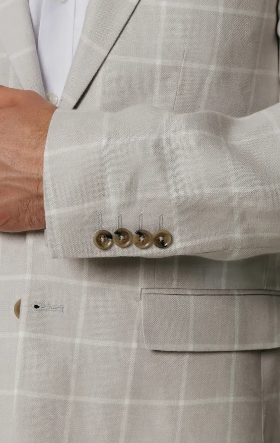 Light Grey Windowpane Check Linen Jacket - photo 2 Light Grey Windowpane Check Linen Jacket - photo 2