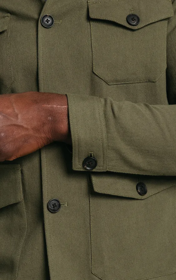 Green Linen Twill Safari Jacket - photo 4