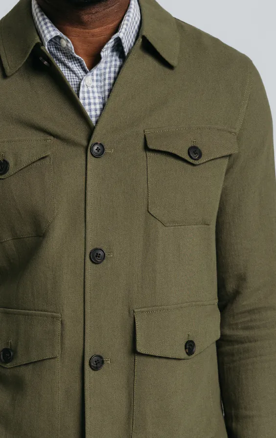 Green Linen Twill Safari Jacket - photo 5
