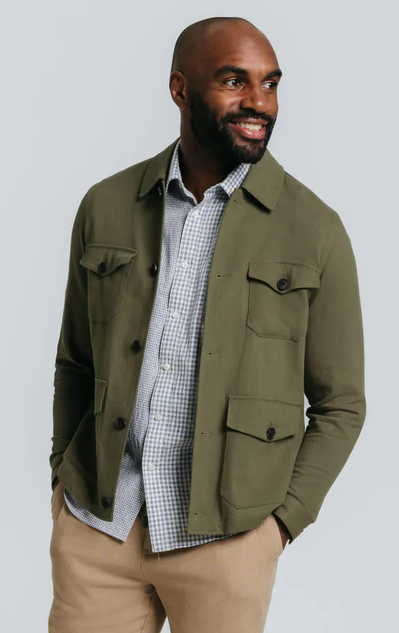Green Linen Twill Safari Jacket