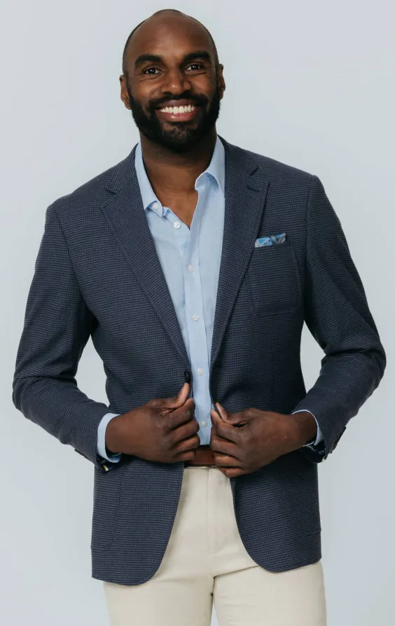 Navy Puppytooth Check Jacket