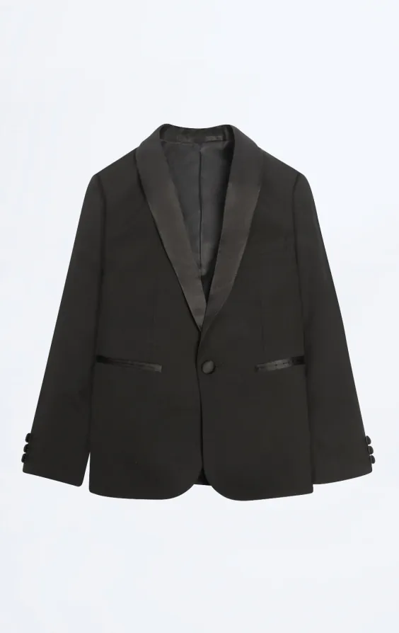 Boys Black Dinner Jacket with Shawl Lapel - photo 1