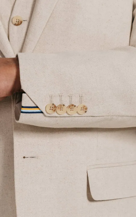 Oatmeal Linen Herringbone 3 Piece Suit - photo 3