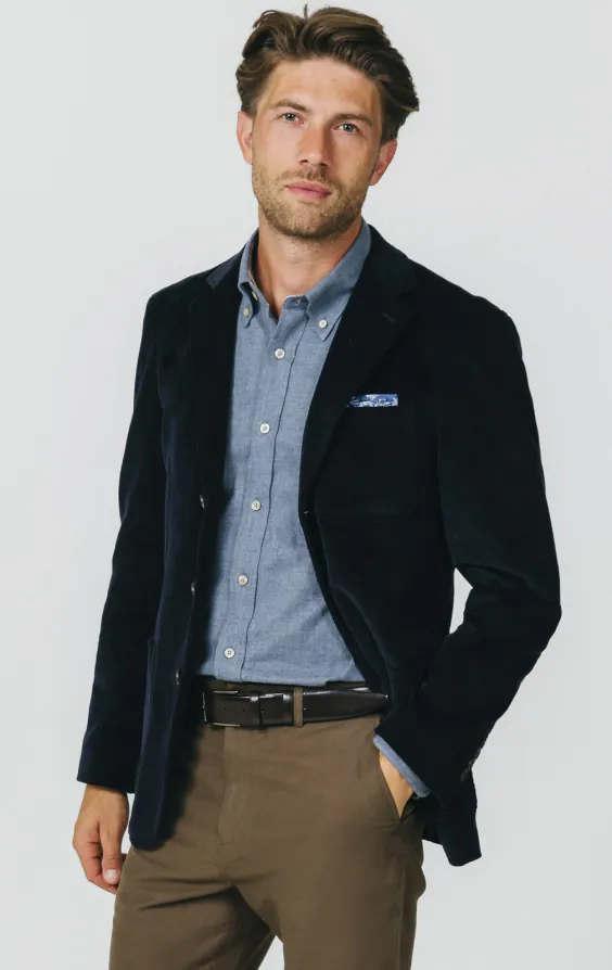 Navy Corduroy Jacket with Patch Pockets Navy Corduroy Jacket with Patch Pockets