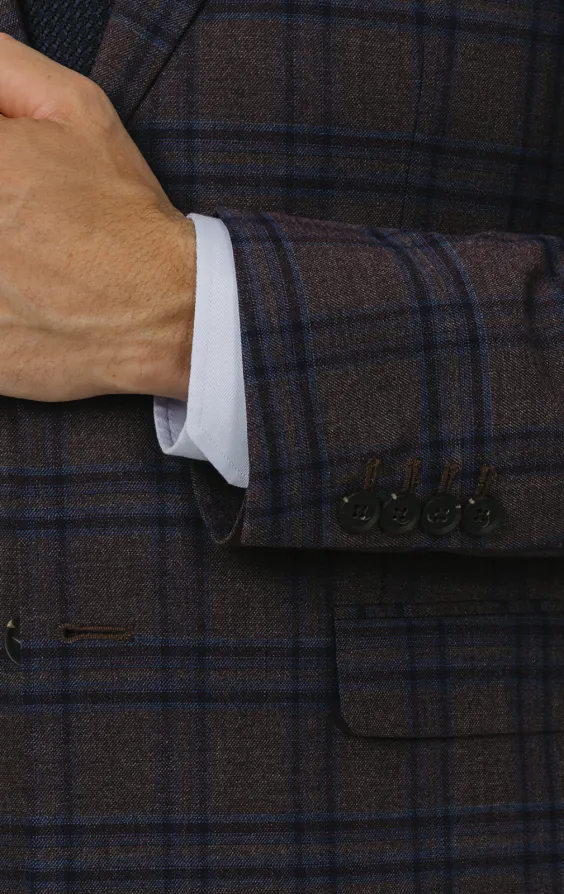 Burgundy with Blue Windowpane Check Suit Jacket - photo 2 Burgundy with Blue Windowpane Check Suit Jacket - photo 2