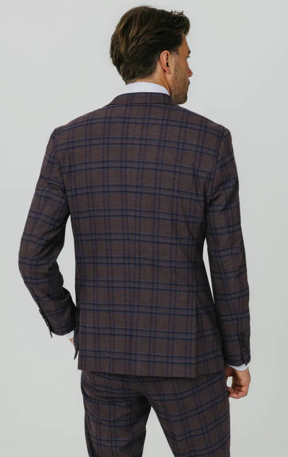 Burgundy with Blue Windowpane Check 3 Piece Suit - photo 5 Burgundy with Blue Windowpane Check 3 Piece Suit - photo 5