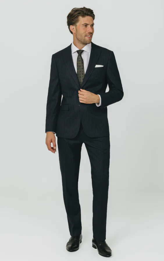 Navy Chalkstripe Suit Jacket - photo 1