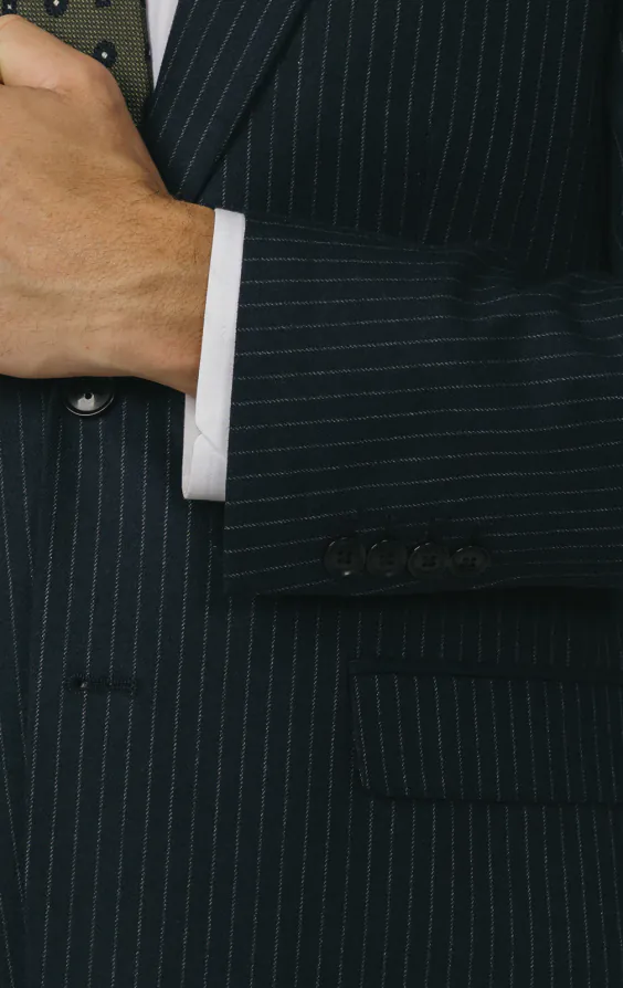 Navy Chalkstripe Suit Jacket - photo 2