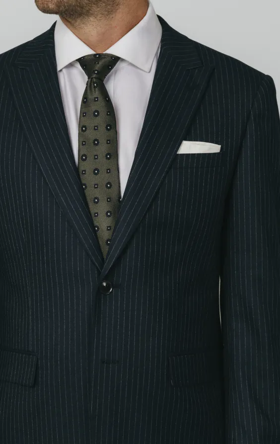 Navy Chalkstripe Suit Jacket - photo 3