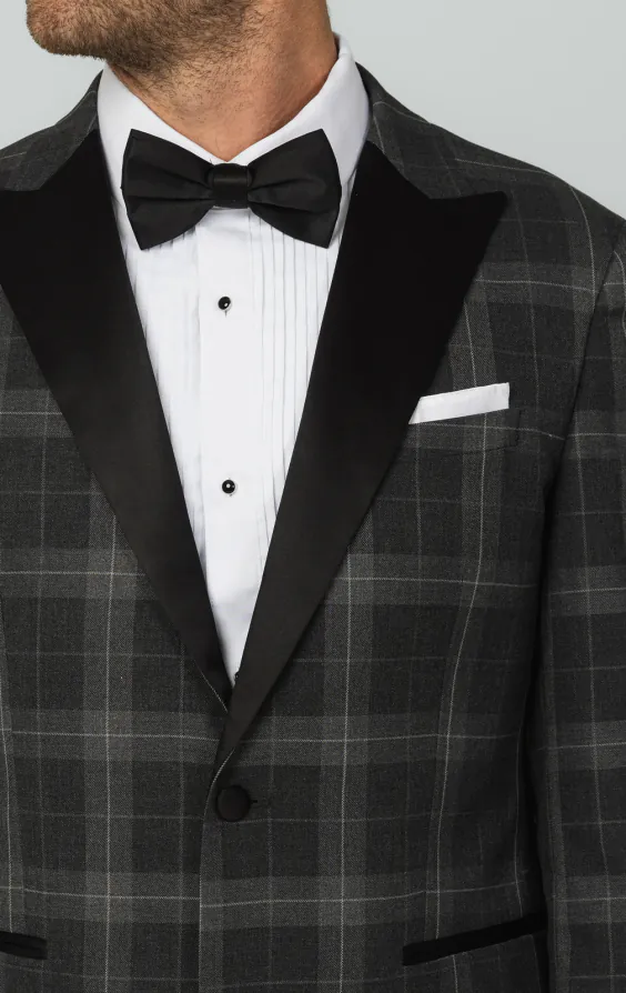 Grey Tartan Check Dinner Jacket with Peak Lapel - photo 3 Grey Tartan Check Dinner Jacket with Peak Lapel - photo 3