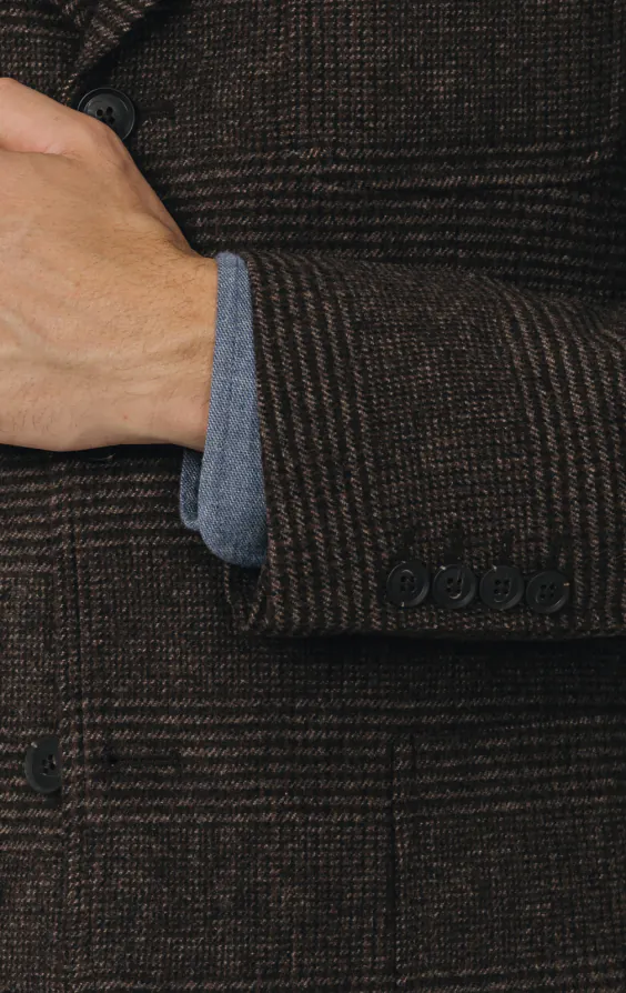 Brown Prince of Wales Tweed Jacket with Patch Pockets - photo 2 Brown Prince of Wales Tweed Jacket with Patch Pockets - photo 2