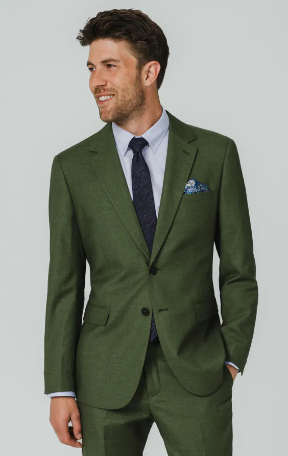 Pine Green Textured Weave Suit Jacket Pine Green Textured Weave Suit Jacket
