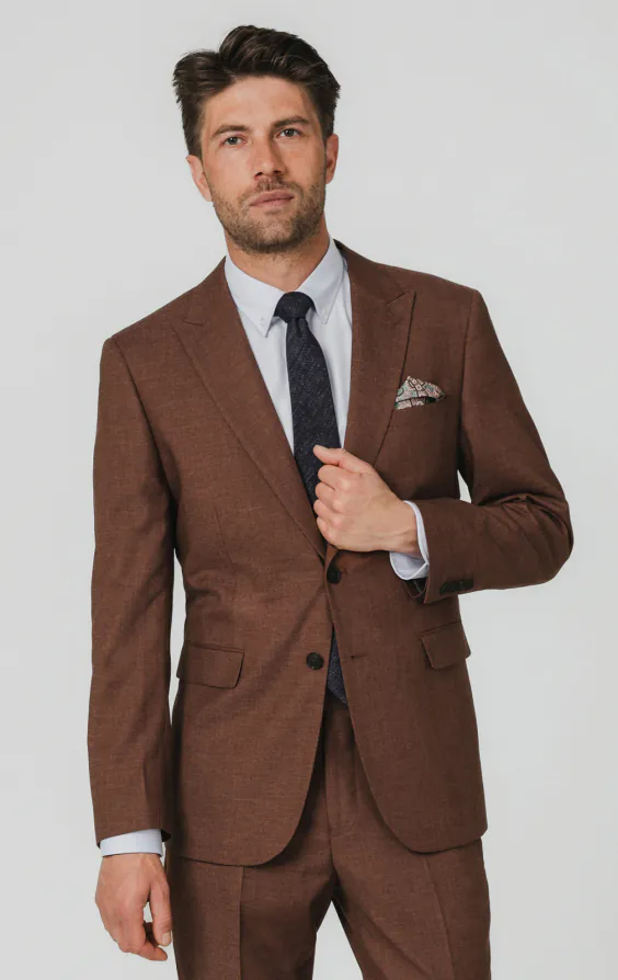 Rust Brown Textured Weave Suit Jacket Rust Brown Textured Weave Suit Jacket