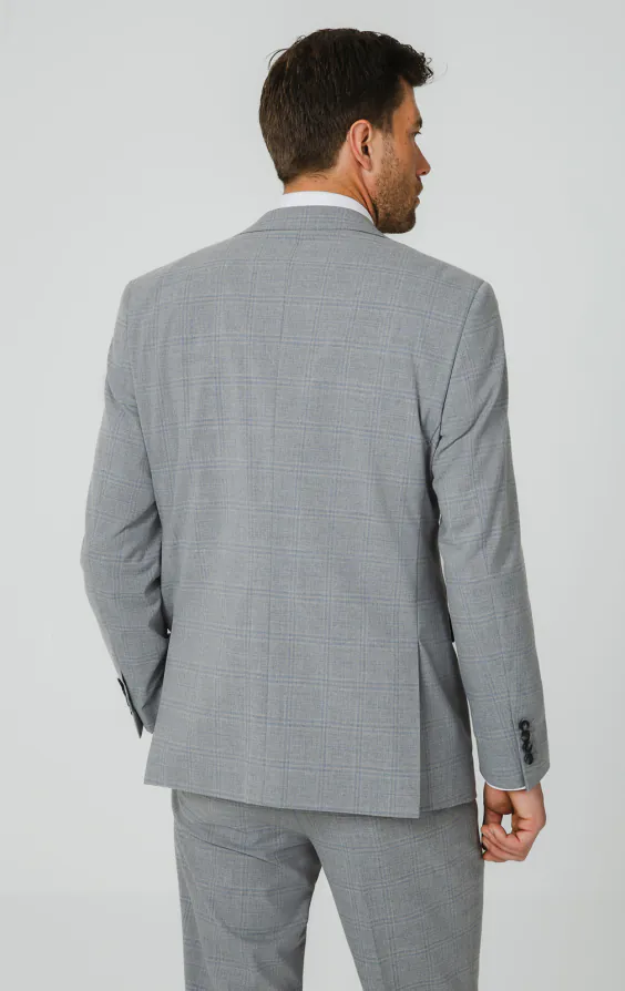 Light Grey & Blue Check Suit Jacket - photo 5 Light Grey & Blue Check Suit Jacket - photo 5