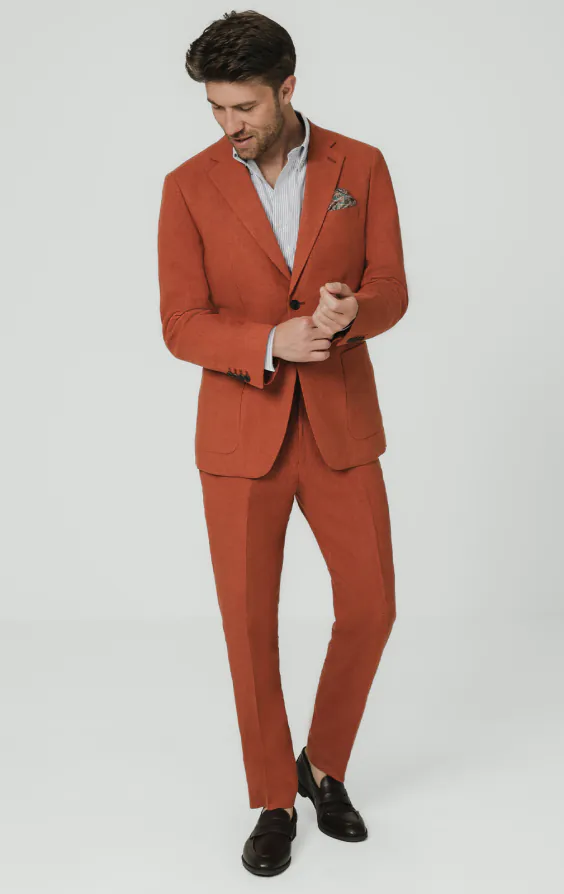 Burnt Orange Pure Linen Suit Jacket - photo 1 Burnt Orange Pure Linen Suit Jacket - photo 1